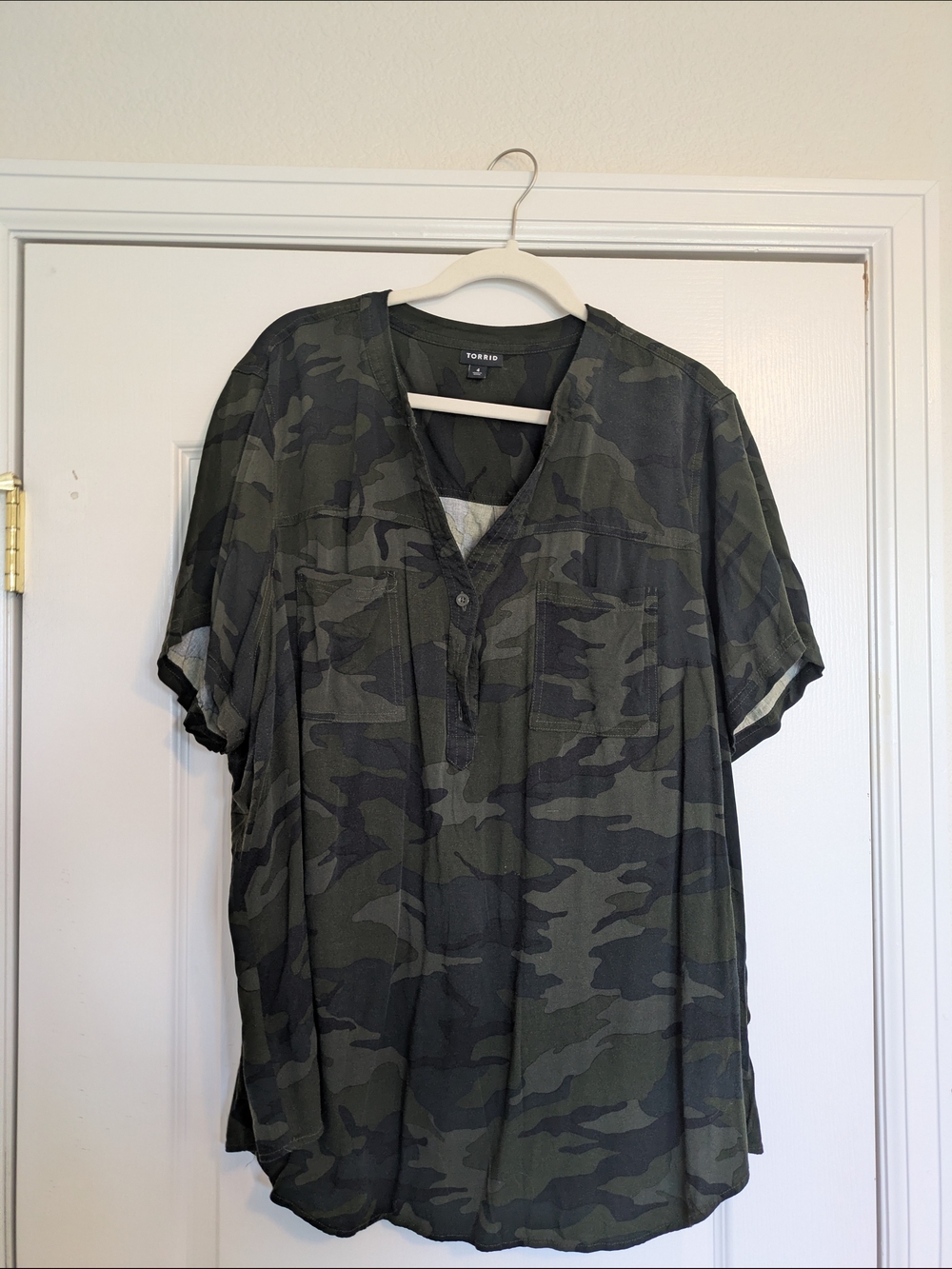 Torrid Olive Green Camo Henley Blouse